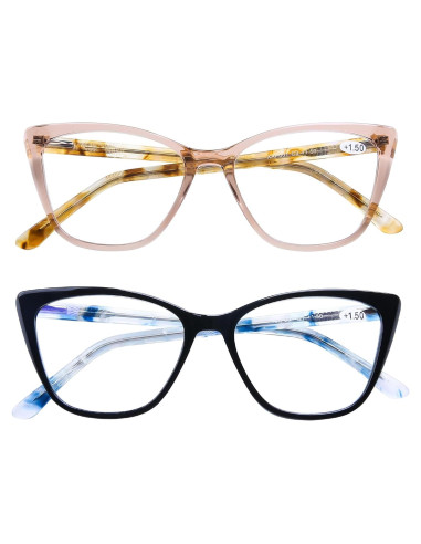 Gafas de Lectura AQWANO Estilo Gato Ojo 1.5x Anti Luz Azul
