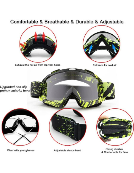 Gafas de Motocross SPOSUNE ATV UV400 Unisex Adulto Gafas de Motocross SPOSUNE ATV UV400 Unisex Adulto