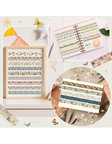 Cinta Washi TaoBary 33 Rollos Vintage 15mm para Manualidades