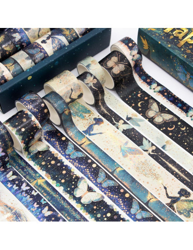 Juego de 14 Rollos de Cinta Washi Ieebee - Decorativa Hada Verde
