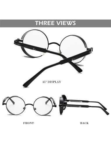 Gafas de sol redondas steampunk HJSUN10 con lentes HD
