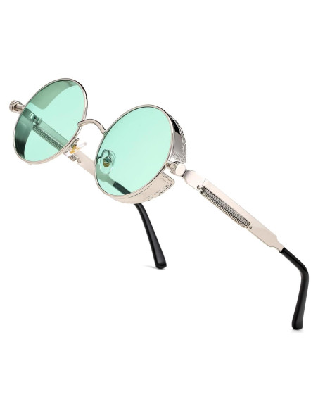 Gafas de sol redondas steampunk HJSUN10 metal verde Gafas de sol redondas steampunk HJSUN10 metal verde