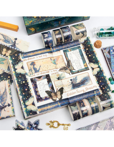 Juego de 14 Rollos de Cinta Washi Ieebee - Decorativa Hada Verde