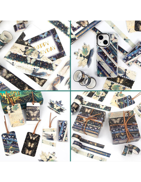 Juego de 14 Rollos de Cinta Washi Ieebee - Decorativa Hada Verde Juego de 14 Rollos de Cinta Washi Ieebee - Decorativa Hada Verde