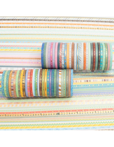 Cinta Washi Delgada YUBBAEX 60 Rollos 3mm con Foil Dorado