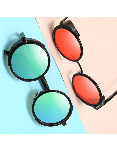 Gafas de sol redondas Dollger steampunk lente verde dorado Gafas de sol redondas Dollger steampunk lente verde dorado