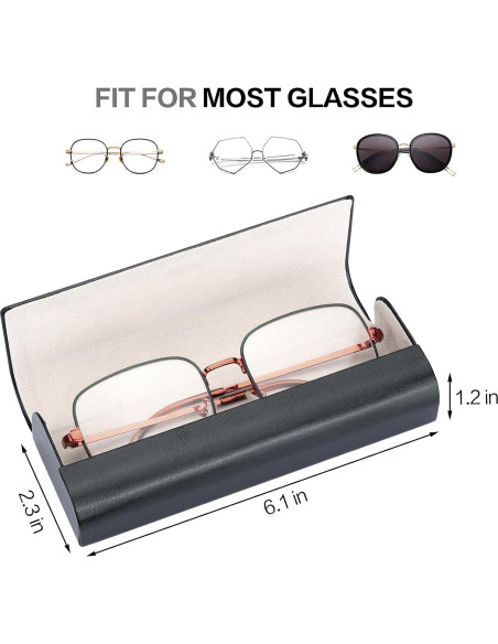 Estuche de Gafas Vemiss Negro Portátil y Ligero 15.6x6x3cm
