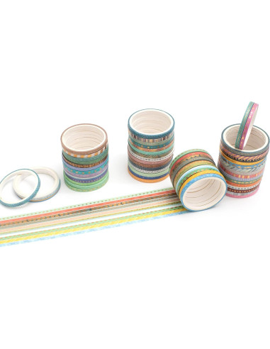 Cinta Washi Delgada YUBBAEX 60 Rollos 3mm con Foil Dorado