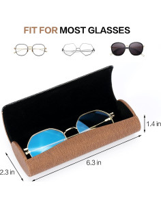 Estuche de Gafas Vemiss Marrón Portátil Ligero 16x6.6 cm 2
