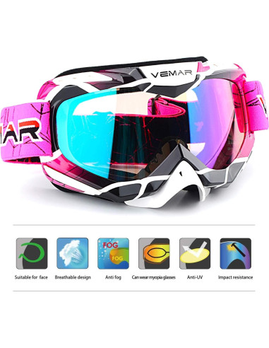 Gafas de Motocross Ubelly S218 Antivaho Rosa