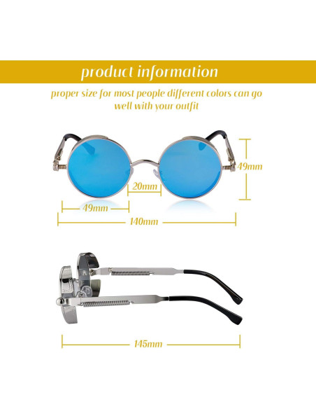 Gafas de sol retro steampunk Frienda 4 piezas unisex Gafas de sol retro steampunk Frienda 4 piezas unisex