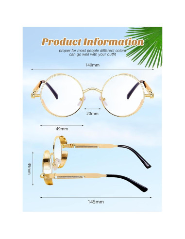 Gafas de sol retro Frienda 4 piezas estilo steampunk
