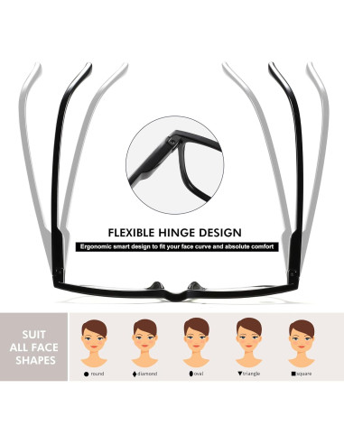 Gafas de Lectura Przene 4 Paquetes Anti Luz Azul Unisex
