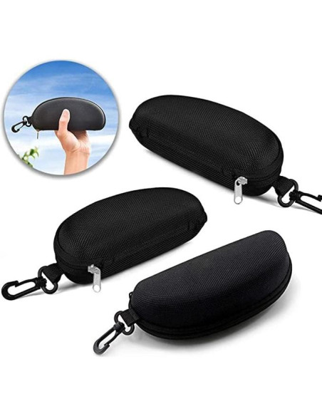 Paquete de 3 estuches negros para gafas con gancho Paquete de 3 estuches negros para gafas con gancho