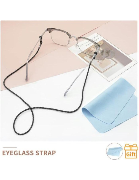 Correa para Gafas BILIONE 6 Pcs Cuero Negro Ajustable Correa para Gafas BILIONE 6 Pcs Cuero Negro Ajustable
