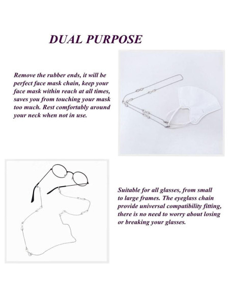Cadena Lanyard para Gafas KAI Top 70 cm Plateada Cadena Lanyard para Gafas KAI Top 70 cm Plateada
