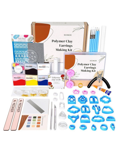 Kit de Fabricación de Pendientes de Arcilla Polimérica Keoker 123 Piezas