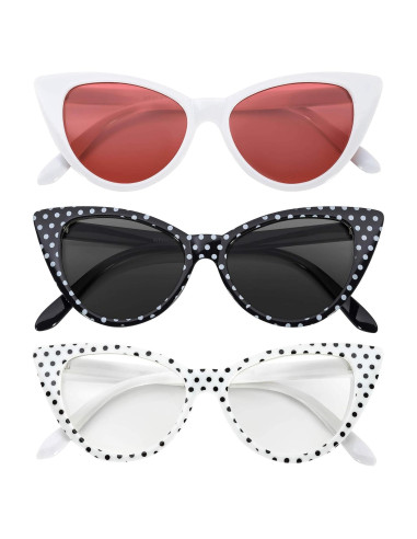 3 Gafas de Sol Gato OWL UV400 para Mujeres - Estilo Retro