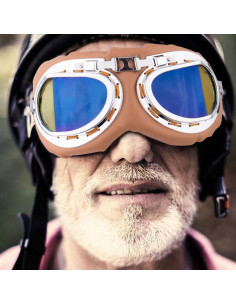 Gafas de Moto Vintage Peicees Marco Plateado Lentes Coloridos 2