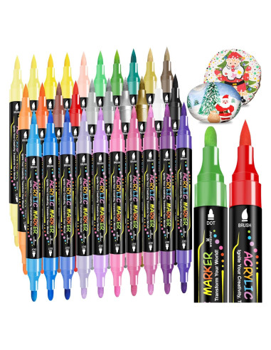 Marcadores de Pintura Acrílica WINSONS 30 Colores Doble Punta