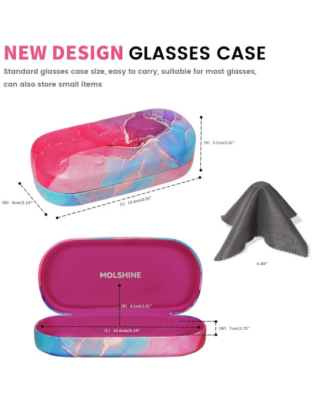 Molshine Funda Dura para Gafas de Sol Rosa 15.6x7x4.1cm Molshine Funda Dura para Gafas de Sol Rosa 15.6x7x4.1cm