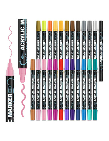 Marcadores de Pintura Acrílica Realzeva - 24 Colores Doble Punta