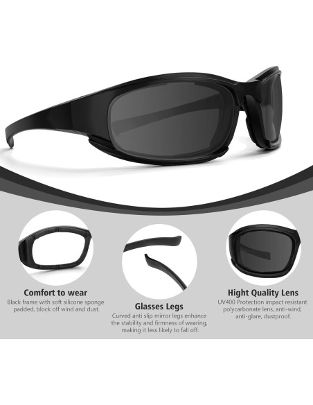 Gafas de Motocicleta 2PCS UV400 Protección HD Negro/Azul Gafas de Motocicleta 2PCS UV400 Protección HD Negro/Azul