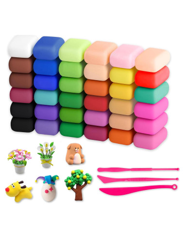 Kit de Arcilla Polimérica Wolwefa 36 Colores 200g No Tóxica