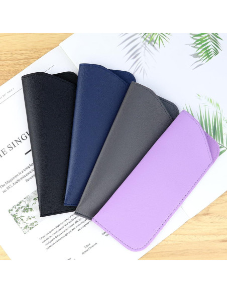 Funda de Gafas de Cuero PU Yuntop 4 Piezas 17.8x7.6 cm Funda de Gafas de Cuero PU Yuntop 4 Piezas 17.8x7.6 cm