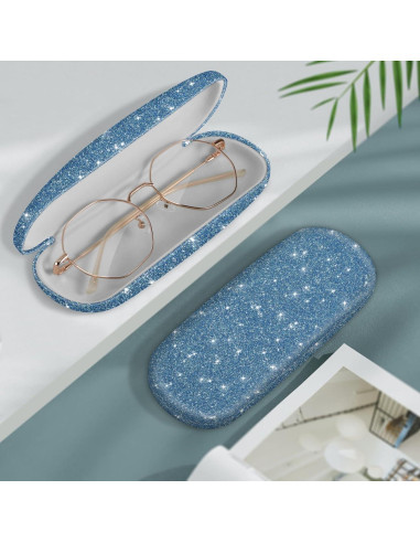 Funda Dura para Gafas Fintie con Paño de Limpieza Azul