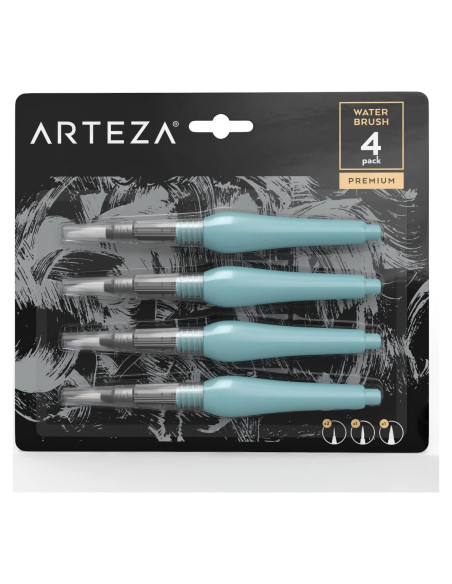 Set de 4 Pinceles de Agua ARTEZA con Puntas de Nylon Set de 4 Pinceles de Agua ARTEZA con Puntas de Nylon