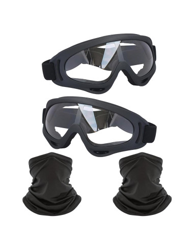 Gafas de Motocicleta LJDJ 2 Paquetes + 2 Máscaras