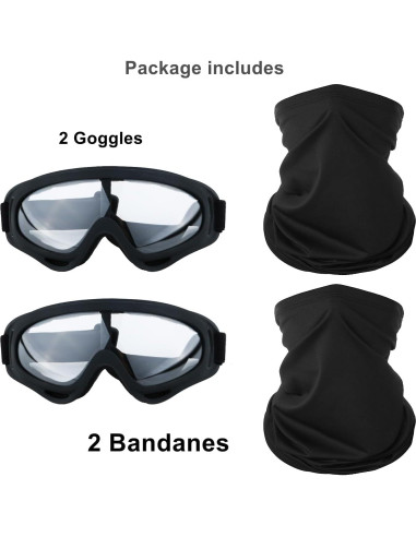 Gafas de Motocicleta LJDJ 2 Paquetes + 2 Máscaras
