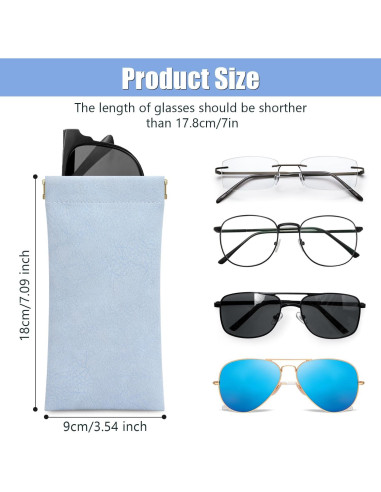 Estuche para Gafas Sightor 2 Pcs Cuero Impermeable Rosa Azul