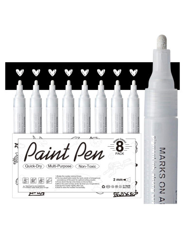 Marcadores de Pintura Acrílica Blanca AKARUED - 8 Unidades 2-3mm