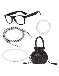 Disfraz de Anciana 5 Piezas Gafas Collar Pulsera