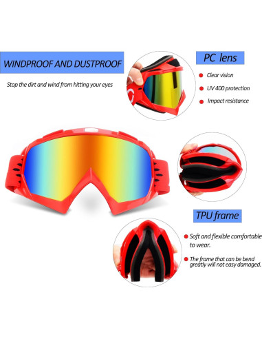 Gafas de Motocross ZJNUO 833 - Anti UV, a Prueba de Viento