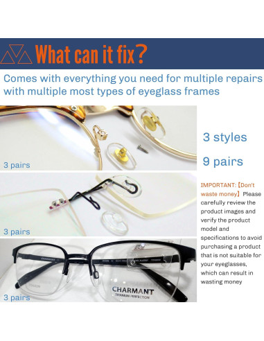 Kit de Reparación de Gafas Mingbuy con Almohadillas y Tornillos