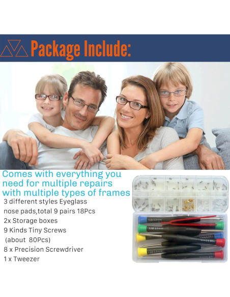 Kit de Reparación de Gafas Mingbuy con Almohadillas y Tornillos