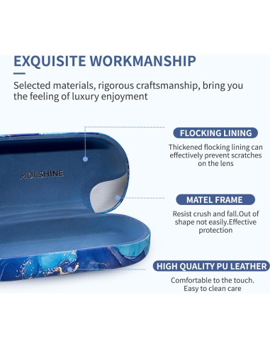 Funda Dura de Cuero Molshine para Gafas de Sol Grande