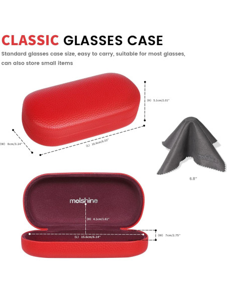 Molshine Funda Dura de Cuero para Gafas de Sol Grande Molshine Funda Dura de Cuero para Gafas de Sol Grande