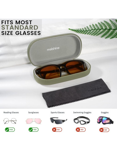 Funda Dura de Cuero Molshine para Gafas de Sol Verde Oliva