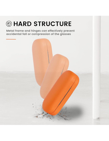 Molshine Funda Dura de Cuero para Gafas Unisex Naranja