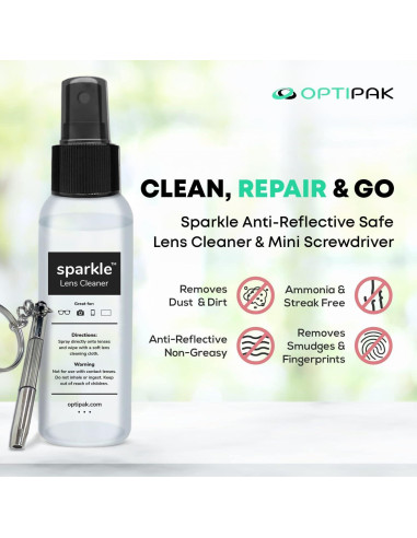 Kit de Limpieza de Lentes OPTIPAK - 2x59ml Spray + Paños