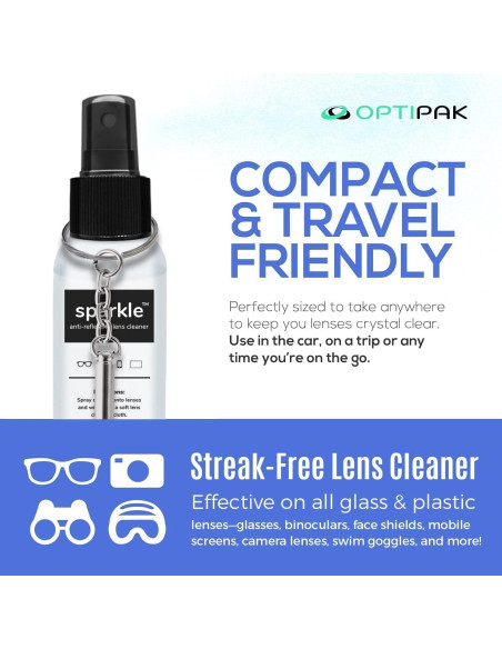 Kit de Limpieza de Lentes OPTIPAK - 2x59ml Spray + Paños Kit de Limpieza de Lentes OPTIPAK - 2x59ml Spray + Paños