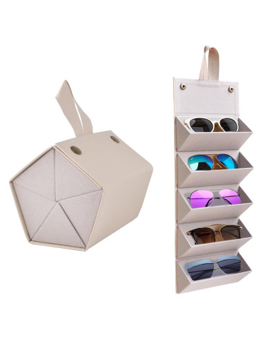 Organizador de Gafas Kenpal Plegable 5 Compartimentos Beige