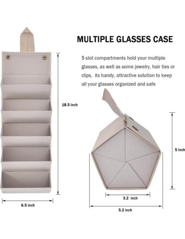 Organizador de Gafas Kenpal Plegable 5 Compartimentos Beige