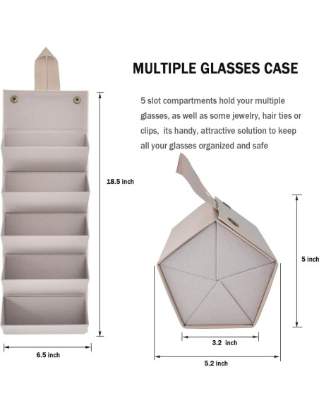 Organizador de Gafas Kenpal Plegable 5 Compartimentos Beige Organizador de Gafas Kenpal Plegable 5 Compartimentos Beige