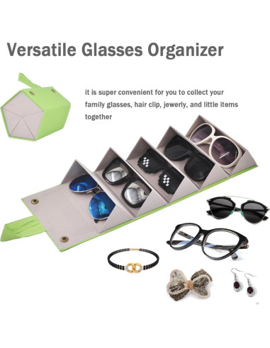 Organizador de Gafas Kenpal Plegable 5 Compartimentos Verde