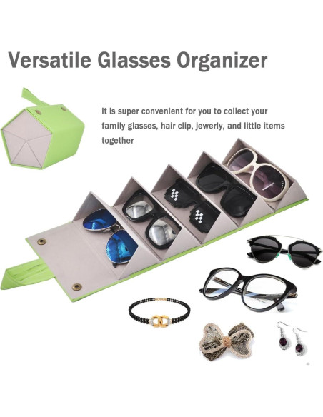 Organizador de Gafas Kenpal Plegable 5 Compartimentos Verde Organizador de Gafas Kenpal Plegable 5 Compartimentos Verde